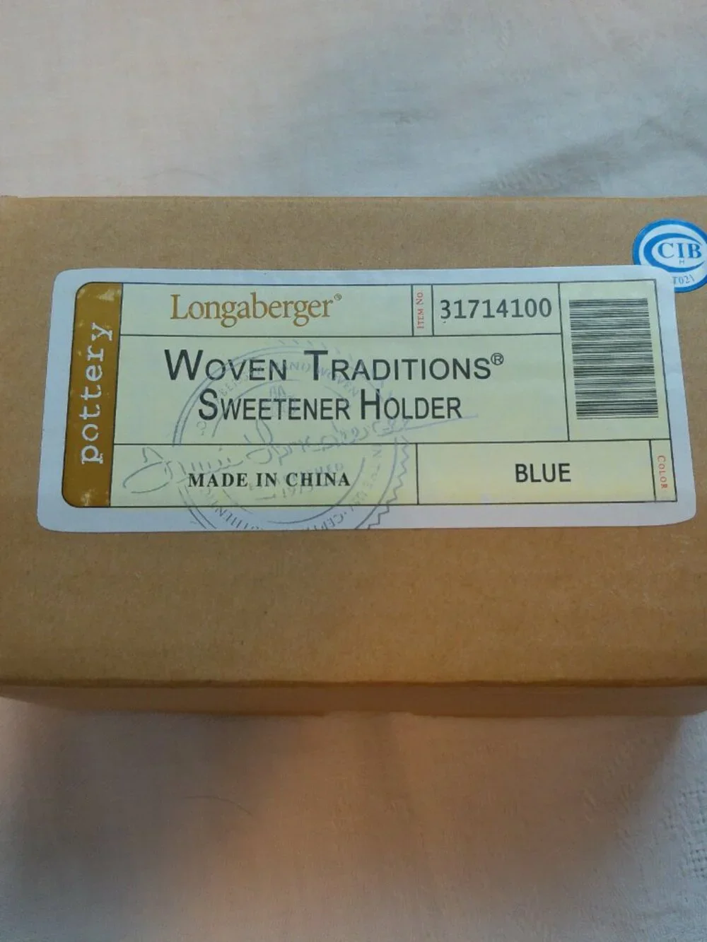 Longaberger Sweetener Holder Woven Traditions Heritage Blue NEW